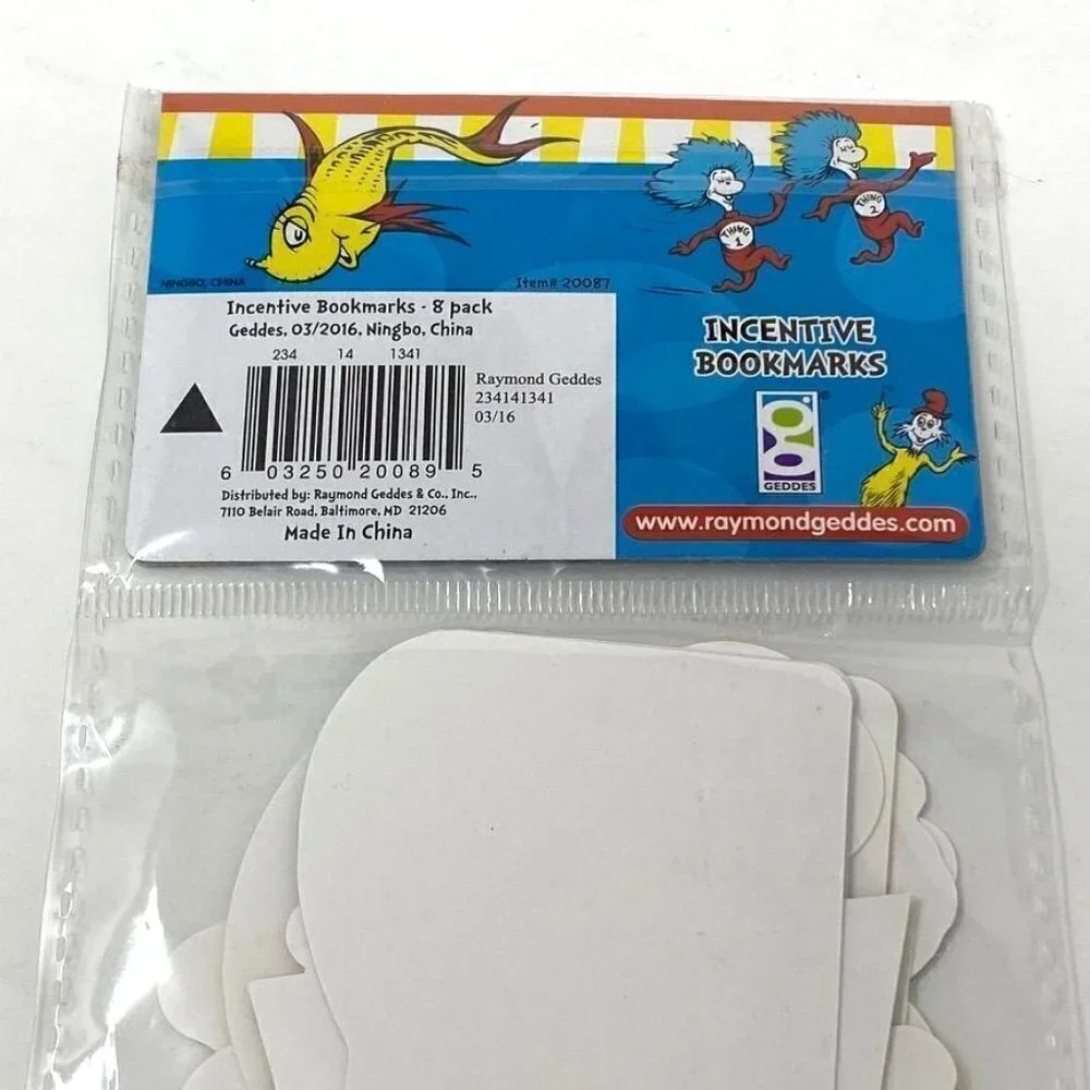 Dr. Seuss Incentive Bookmarks 8 Count Pack Teacher Classroom